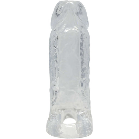 Titanmen Cock Sleeve With Ball Strap 6 Inch Clear, transparent sleeve designed for enhanced size and stimulation.