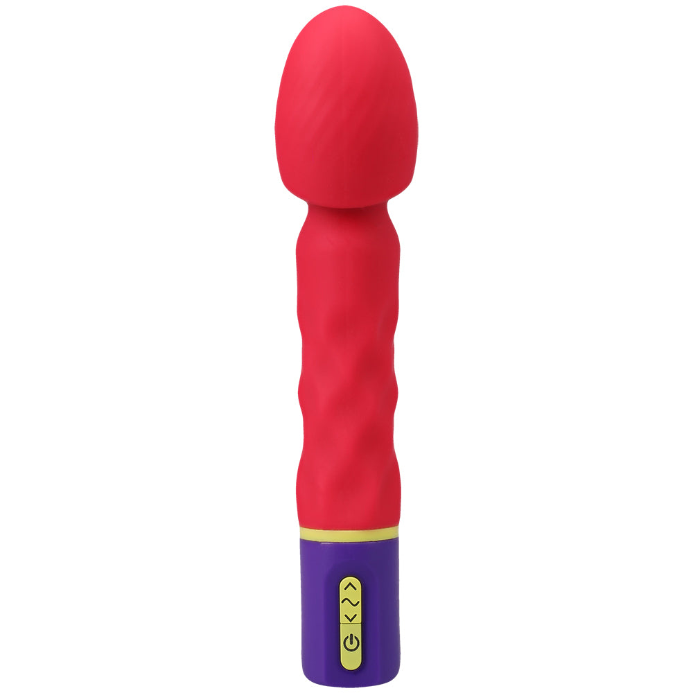Mood Intense G G-spot Wand Vibrator Pink showcasing its smooth silicone texture and user-friendly control interface.