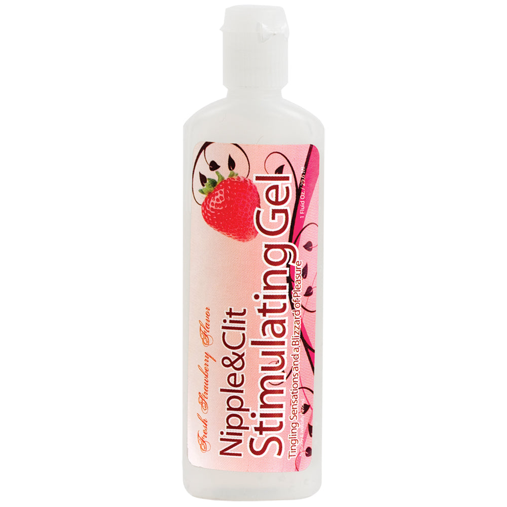 Doc Johnson Nipple & Clit Stimulating Gel Strawberry in a bottle, designed for heightened arousal and pleasure.