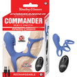 Commander Remote Control Vibrating Climaxer Blue in packaging with silicone cock cage and remote control.