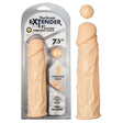 The Great Extender 1st Silicone Vibrating Sleeve 7.5 Flesh in packaging showcasing its design and features.