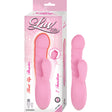 Luv Heat Up Thruster Silicone Rabbit Vibrator Pink in packaging with thrusting shaft and clitoral licker features.