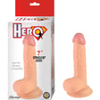 Nasstoys Hero 7 inch Straight Cock Dildo with Balls displayed next to packaging showing the product features.