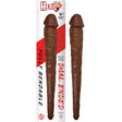 Hero 14 inches Double Dong Brown, a dual-ended pleasure toy with realistic texture, big tip and small tip for versatile play.