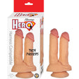 Nasstoys Hero Twin Fuckers Double Dildo White in packaging with strong suction-cup base for double penetration.