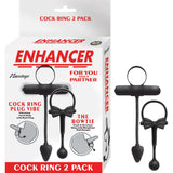 Nasstoys Enhancer Cockring 2 Pack Black featuring two silicone rings and playful bow-tie design.