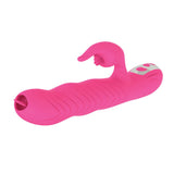 Nasstoys Passion Dolphin Heat Up Rabbit Vibrator Pink with dual motors and warming feature for intense pleasure.