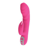 Passion Tickler Heat Up Rabbit Vibrator Pink features a sleek design with a tickler and control buttons for enhanced pleasure.
