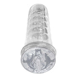 Dream-lite Crystal Vagina Masturbator Clear features a crystal-clear body with pleasure rings and nubs for stimulation.