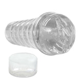 Dream-lite Crystal Vagina Masturbator Clear with textured body for enhanced pleasure and visibility.