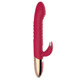 Nasstoys Goddess Thrusting Delight Rabbit Vibrator Red with textured shaft and dual stimulation features.