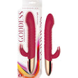 Nasstoys Goddess Thrusting Delight Rabbit Vibrator Red in packaging showcasing its design and features.