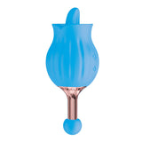 Nasstoys Clit-tastic Rose Bud Dual Massager Blue with rose shape and dual ends for enhanced pleasure.
