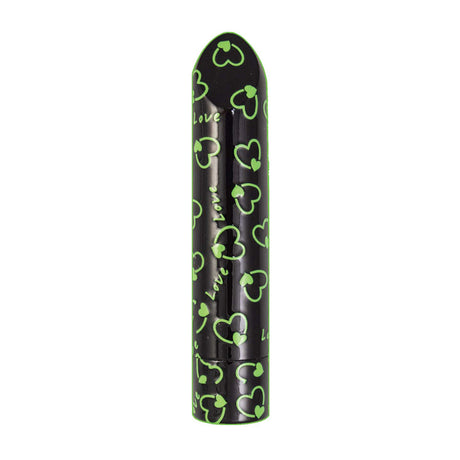 Nasstoys Glow Vibes Sweet Heart Vibrator Black featuring a sleek design with heart patterns.