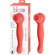 Blaze Luscious Licker Dual Ended Vibe Coral packaging featuring dual vibrations, licking, and USB charger.