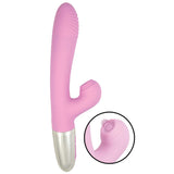 Image of Goddess Tapping Thruster Rabbit Vibrator Lavender showcasing its sleek design and textured head.