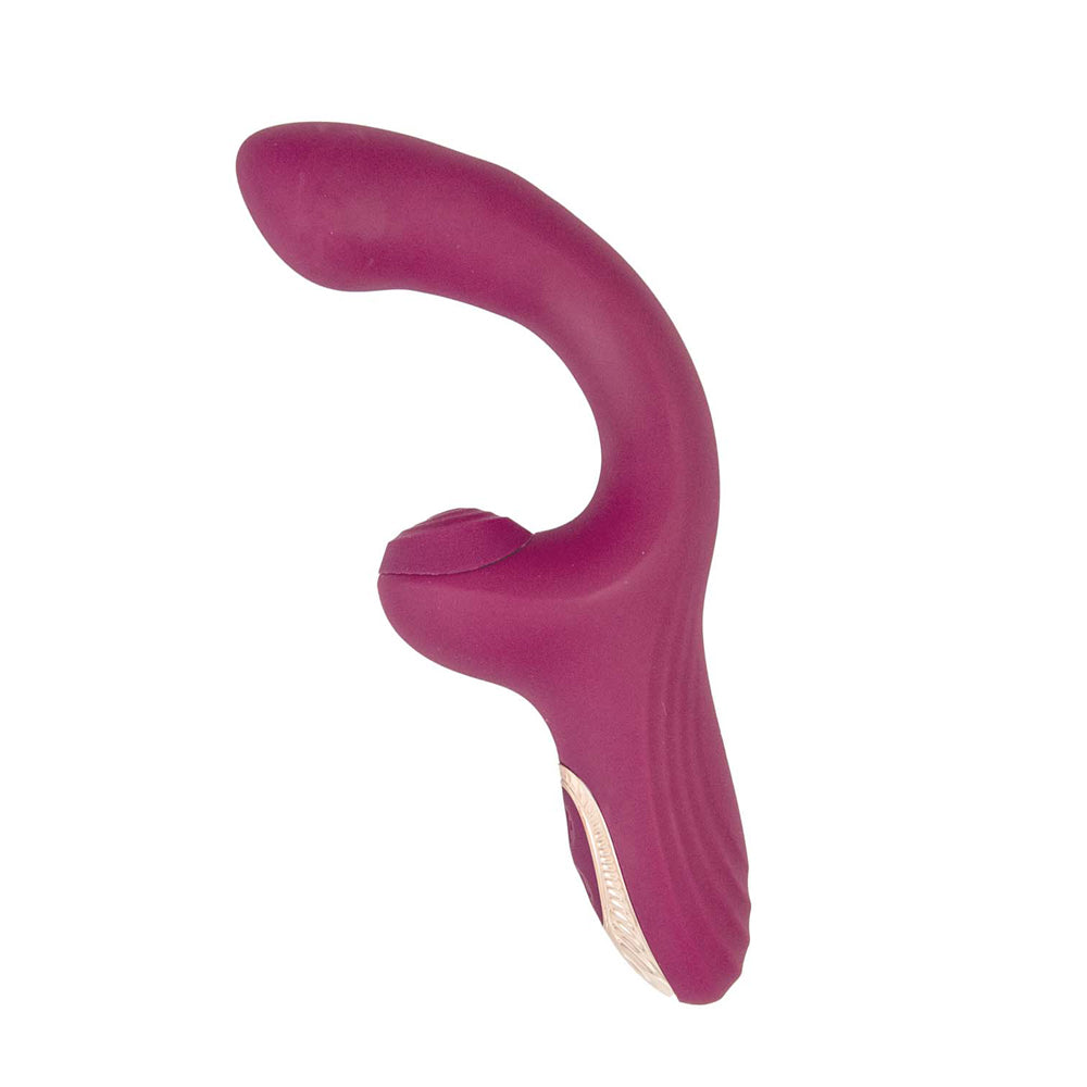 Blaze Heat-Up Thumper Massager Eggplant with ergonomic curve and dual motors for versatile stimulation.