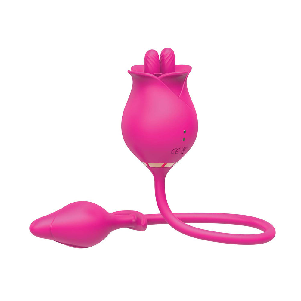 The Royale Dual Massager Silicone Vibrator Pink featuring a tulip design for dual-action pleasure.