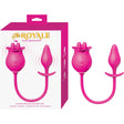 The Royale Dual Massager Silicone Vibrator Pink with box, featuring dual motors and finger stimulation.