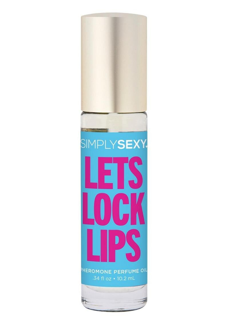 Simply Sexy Pheromone Perfume Oil Lets Lock Lips 0.34 Oz fragrance roll-on bottle with bold labeling