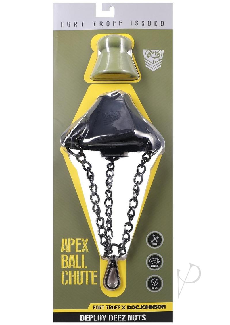 Fort Troff Apex Silicone Ball Chute Black product packaging with silicone design and chain attachment.
