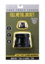 Fort Troff Full Metal Jacket Cock Ring Black packaging showcasing the innovative weighted design and body-safe materials.