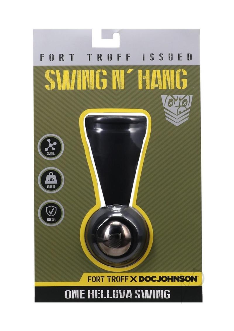 Fort Troff Swing N' Hang Ball Stretcher Black packaging showing weighted design and body-safe silicone.