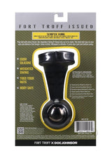 Fort Troff Swing N' Hang Ball Stretcher Black packaging featuring metal ball and silicone wrap for ball stretching.