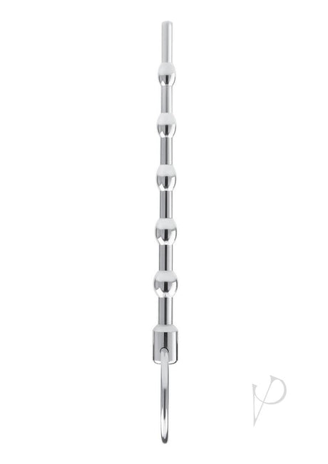 Blue Line Beaded Urethral Sound 4.5 inch Stainless Steel sleek stimulator with graduated beads for urethral play.
