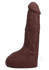 The Realistic Cock 9.5 Inch Squirting Dildo Chocolate side view showcasing its lifelike texture and design.