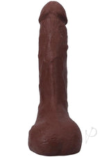 The Realistic Cock 9.5 Inch Squirting Dildo Chocolate showing lifelike texture and design.