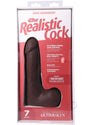 The Realistic Cock 7 inch Ultraskyn Dildo Chocolate in packaging displaying lifelike features and dual density design.