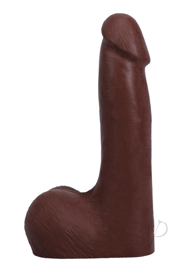 The Realistic Cock 7 inch Ultraskyn Dildo Chocolate with lifelike details and soft, skin-like surface.