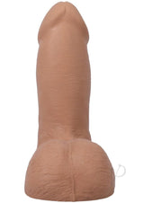 The Realistic Cock 5 inch with Balls Suction Cup Caramel displayed from the front with detailed texture and contours.