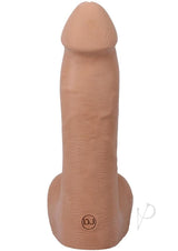 The Realistic Cock with Balls 7 inch Suction Cup Caramel dildo showcasing lifelike design and detail.