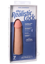 The Realistic Cock 7 Inch Suction Cup Dong Vanilla in packaging, showcasing its lifelike design and features.