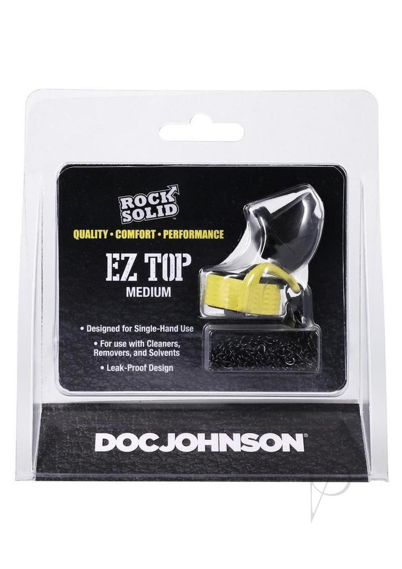 Rock Solid EZ Top Medium Black nightstand accessory for easy one-handed lubricant use.