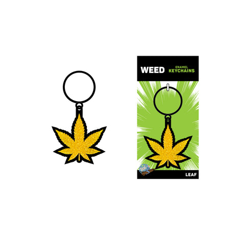 Wood Rocket Gold Glitter Leaf Keychain featuring a bold leaf design and shimmering finish, perfect for everyday use.