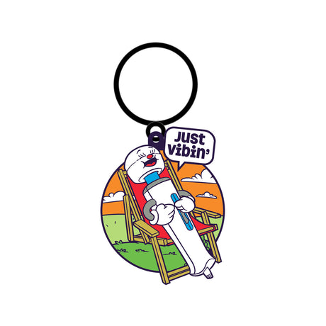 Fuck Buddies Just Vibin Keychain featuring a playful wand design with 'Just Vibin' text.