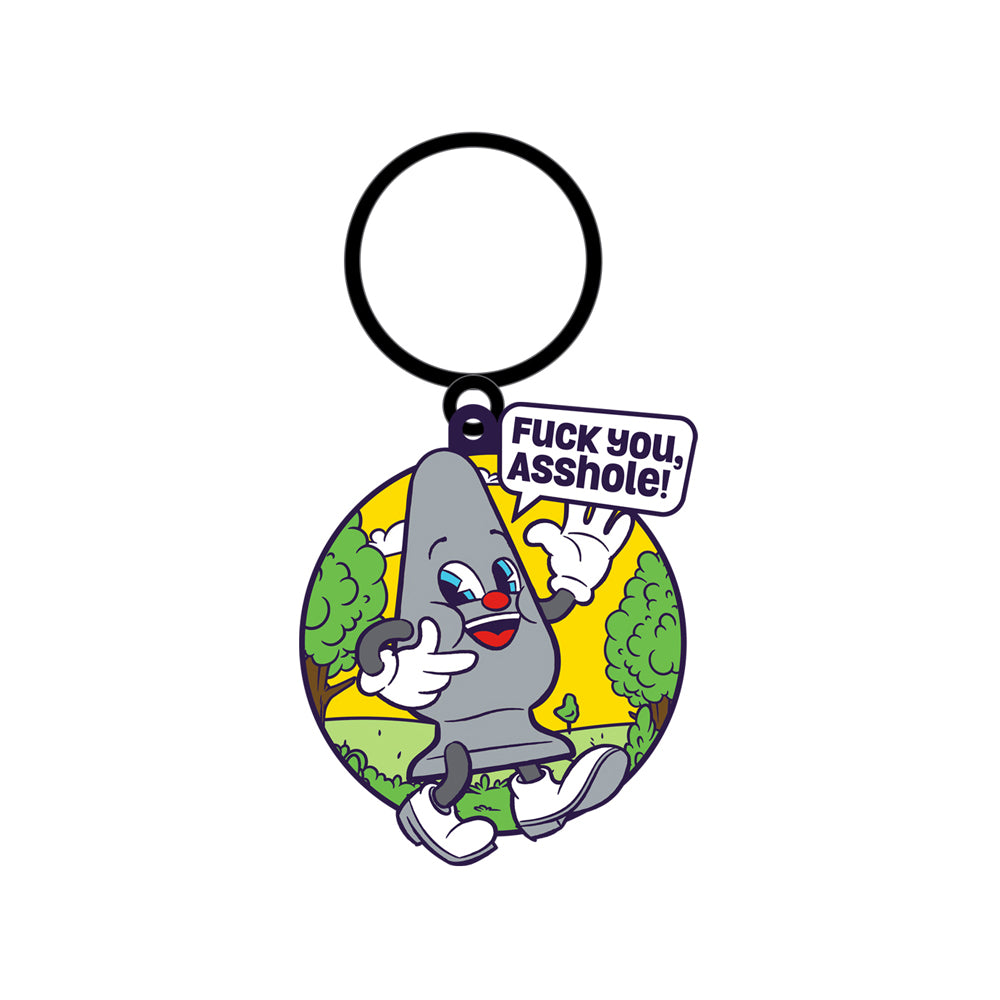 Fuck Buddies Fuck You Asshole Keychain featuring a playful butt plug with the phrase 'FUCK YOU, ASSHOLE!'