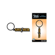 Wood Rocket She Her Keychain Black Gold showing black and gold enamel with SHE/HER text on keychain.