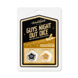 Wood Rocket Guys Night Out Do or Dare Dice Game packaging featuring oversized dice for bachelor party challenges.