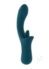 Playboy Harmony Silicone Clitoral Tongue Vibrator Green featuring sleek design and dual stimulation features.