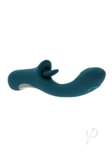 Playboy Harmony Silicone Clitoral Tongue Vibrator Green on white background showcasing innovative design for enhanced pleasure.