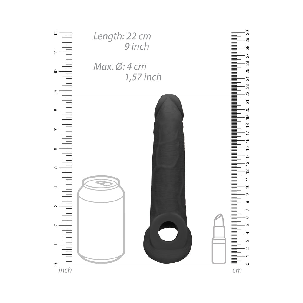 RealRock Realistic 9 inches Penis Sleeve Extender Sling Black
