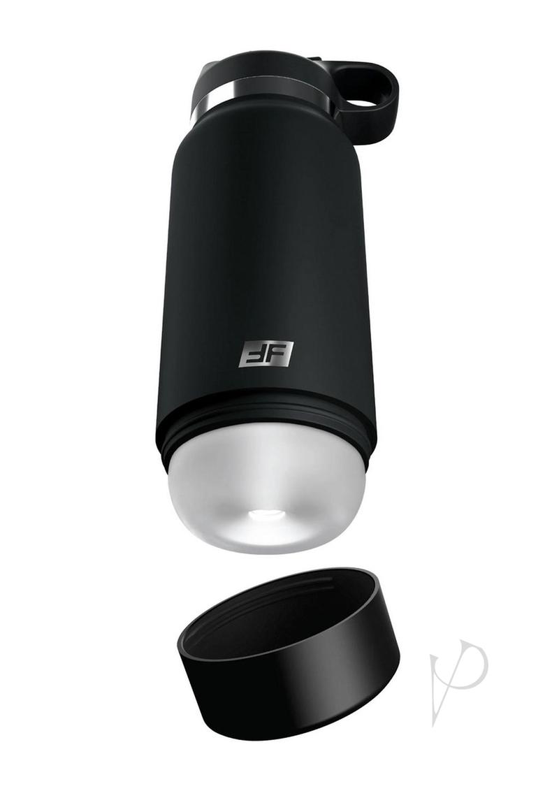 PDX Plus Fap Flask Thrill Seeker Stroker Frosted/Black discreet stroker resembling a black water bottle.