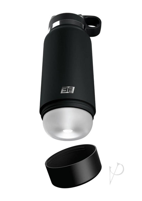 PDX Plus Fap Flask Thrill Seeker Stroker Frosted/Black discreet stroker resembling a black water bottle.