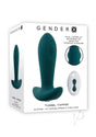 Gender X Tunnel Tapper Rechargeable Silicone Anal Plug Green packaging featuring dual tapper design for enhanced pleasure.