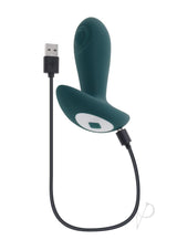 Gender X Tunnel Tapper Rechargeable Silicone Anal Plug Green with USB charging cable for versatile pleasure.