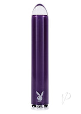 Playboy Amethyst Rechargeable Silicone Vibrator Purple front view showcasing sleek purple design.